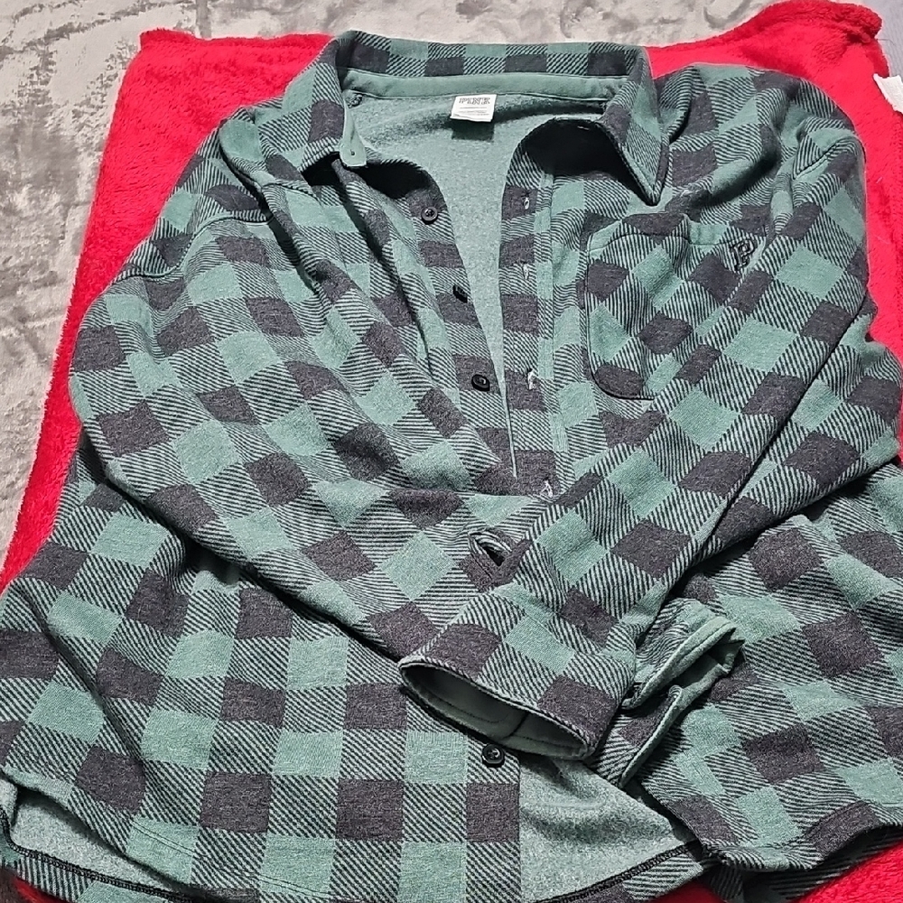 Green and Black Plaid Shirt